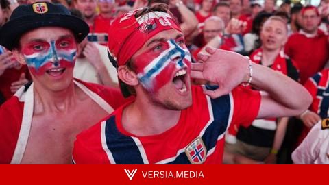 Los aficionados noruegos enloquecen tras la clasificación para cuartos de final del Mundial